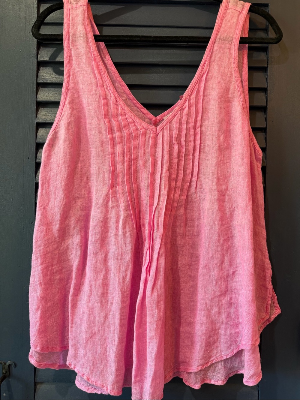 Calypso St. Barth Pink Linen V-Neck Tank